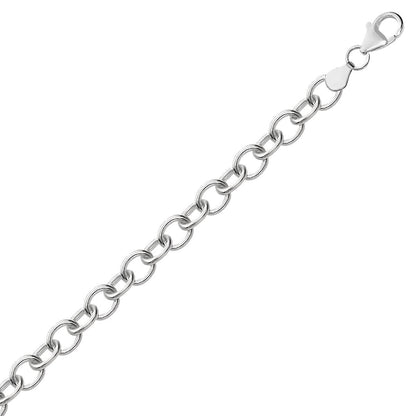 Sterling Silver Rhodium Plated Fancy Charm Bracelet (6.70 mm) 