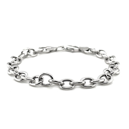 Sterling Silver Rhodium Plated Fancy Charm Bracelet (6.70 mm) - DestGlow