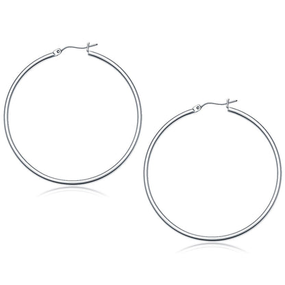 14k White Gold Polished Hoop Earrings (50 mm) by Bids.com