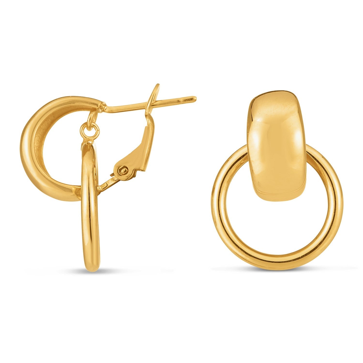 14k Yellow Gold Interlocking Omega Hoops - DestGlow
