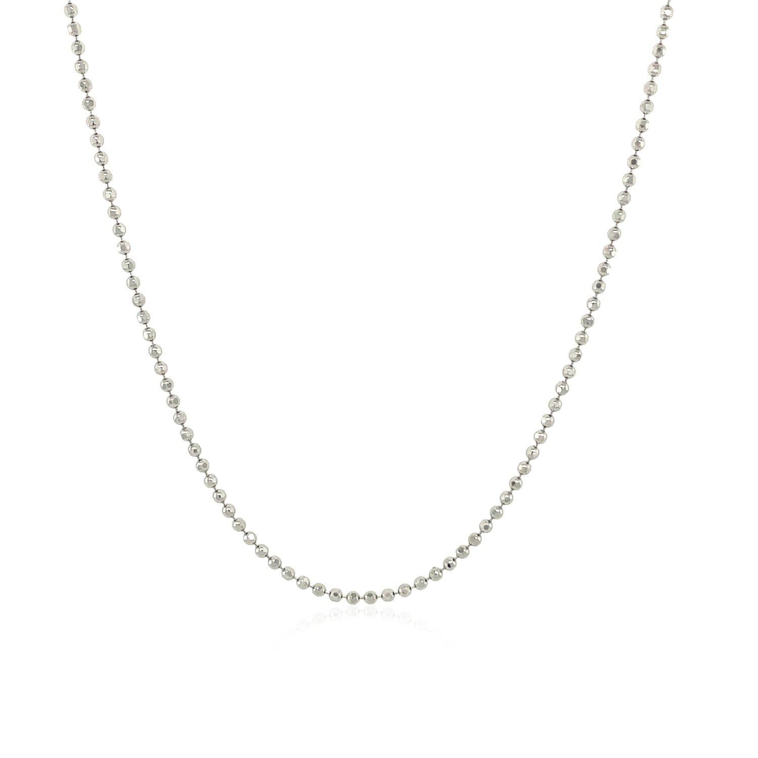 14k White Gold Diamond-Cut Bead Chain (1.10 mm) - DestGlow