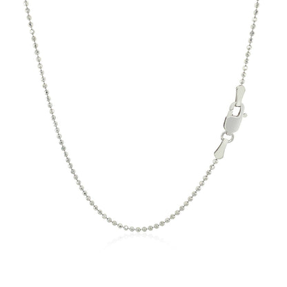 14k White Gold Diamond-Cut Bead Chain (1.10 mm) - DestGlow