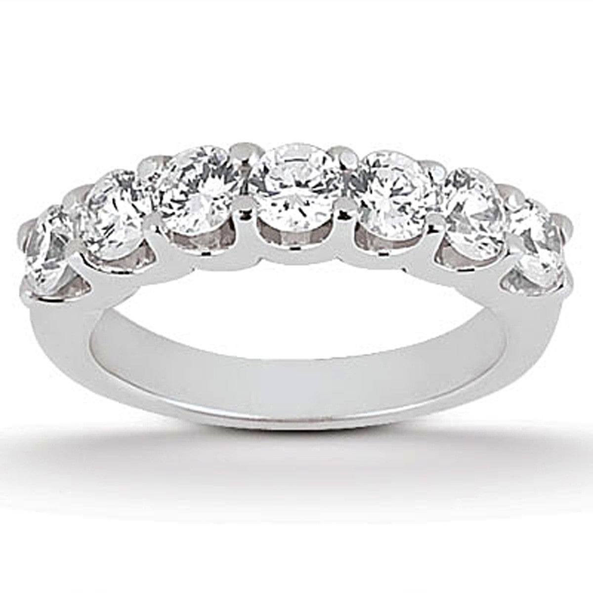 14k White Gold Diamond Scalloped Shared U Prong Setting Wedding Ring Band by Bids.com