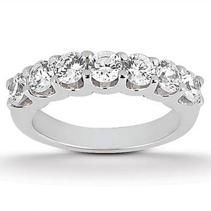 14k White Gold Diamond Scalloped Shared U Prong Setting Wedding Ring Band by Bids.com
