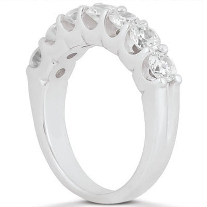 14k White Gold Diamond Scalloped Shared U Prong Setting Wedding Ring Band by Bids.com
