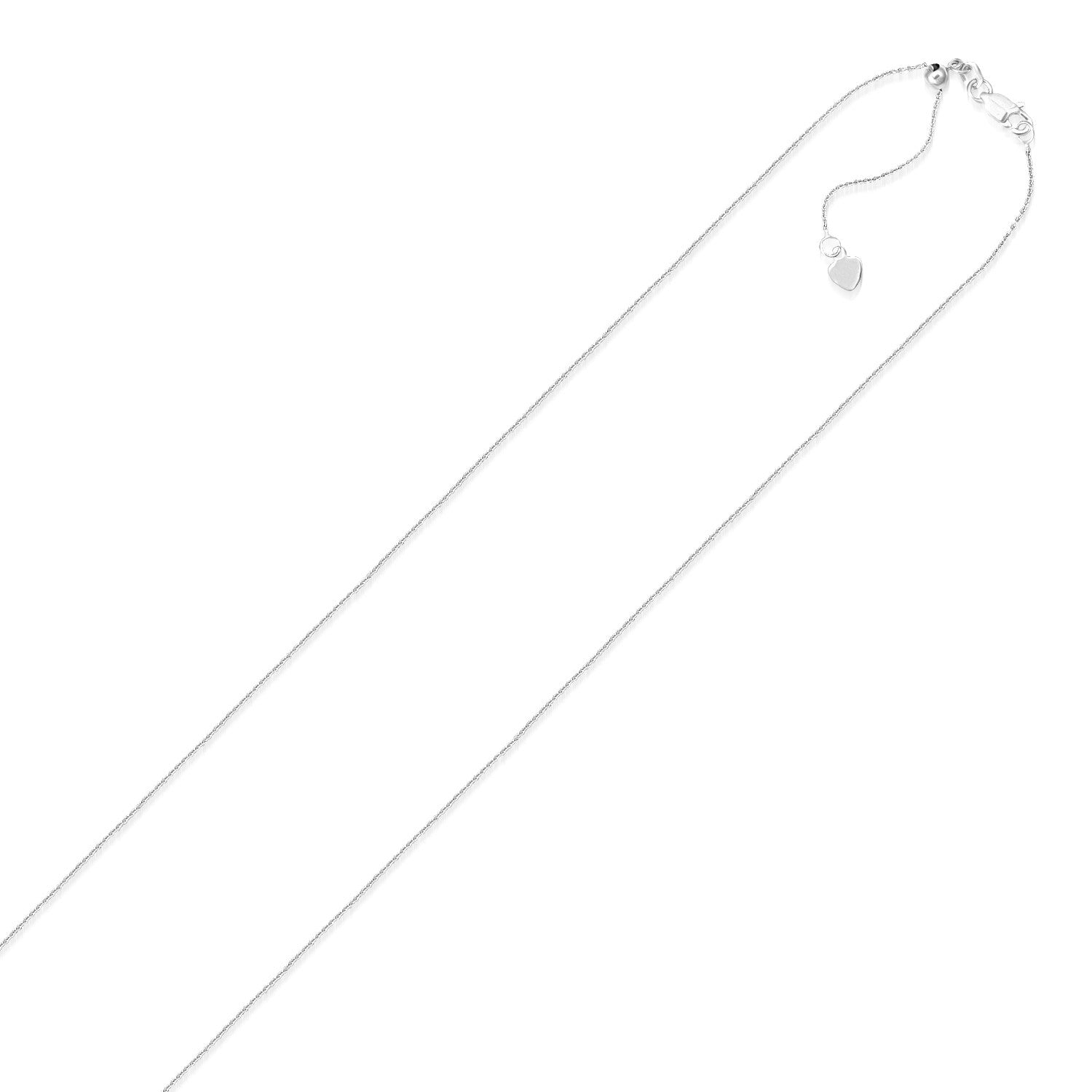 14k White Gold Adjustable Cable Chain 0.9mm  DestGlow