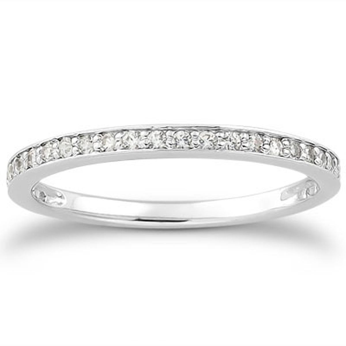 14k White Gold Micro-pave Diamond Wedding Ring Band Set 3/4 Around by Bids.com