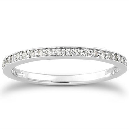 14k White Gold Micro-pave Diamond Wedding Ring Band Set 3/4 Around by Bids.com