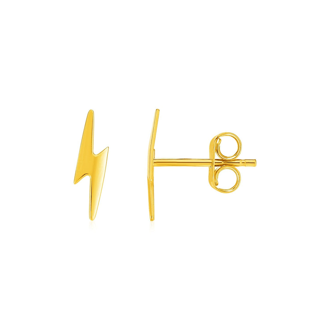 14k Yellow Gold Post Earrings with Lightning Bolts - accessories