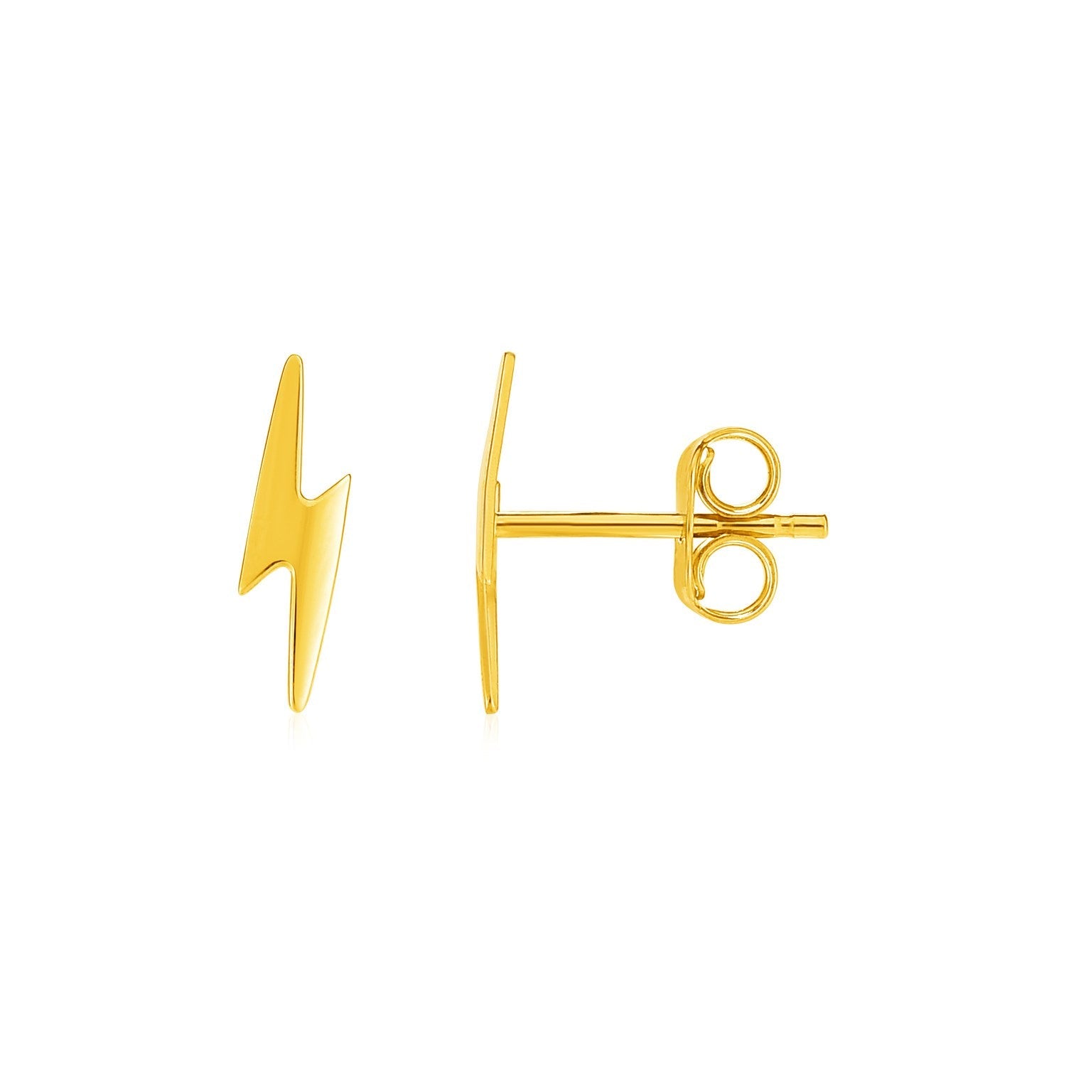 14k Yellow Gold Post Earrings with Lightning Bolts - accessories