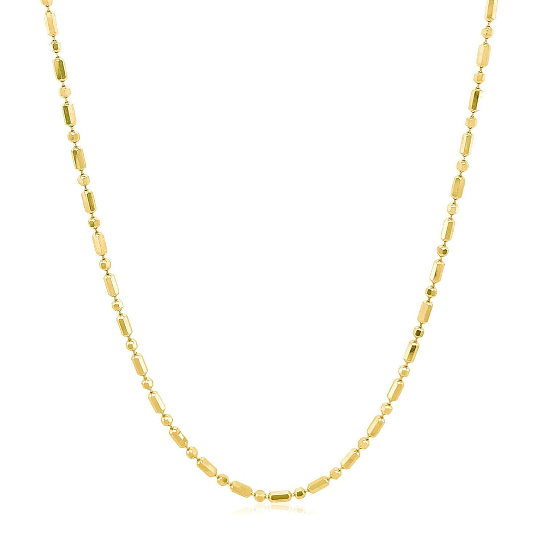 14k Yellow Gold Diamond-Cut Alternating Bead Chain (1.30 mm) 