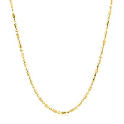 14k Yellow Gold Diamond-Cut Alternating Bead Chain (1.30 mm) 