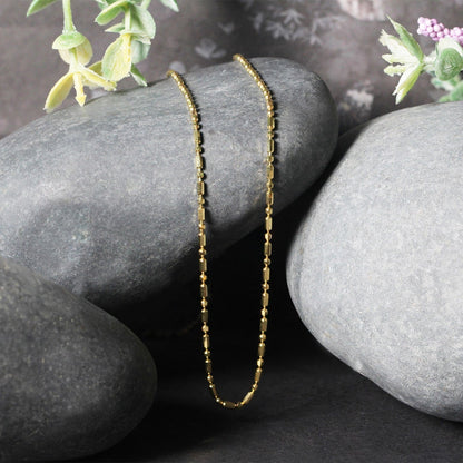 14k Yellow Gold Diamond-Cut Alternating Bead Chain (1.30 mm) 