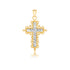 14k Two-Tone Gold Diamond Cut and Baroque Inspired Cross Pendant - necklaces