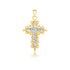 14k Two-Tone Gold Diamond Cut and Baroque Inspired Cross Pendant 