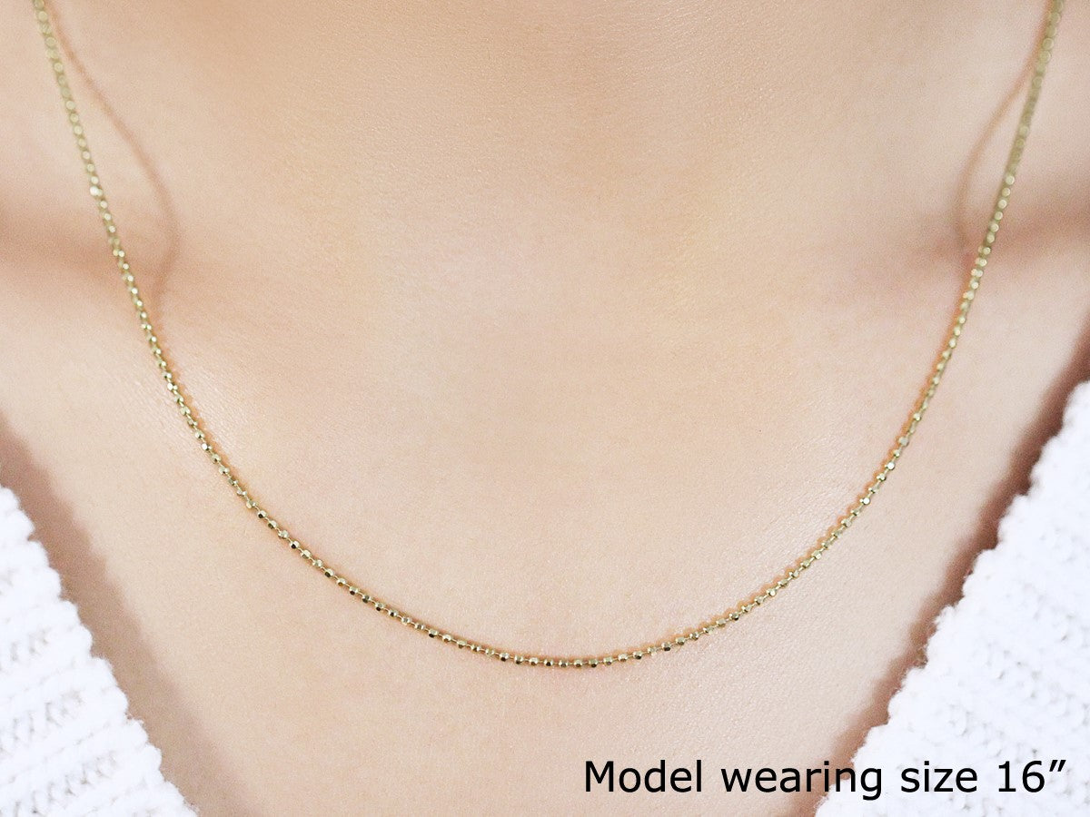 14k Yellow Gold Diamond-Cut Bead Chain 1.2mm by Bids.com