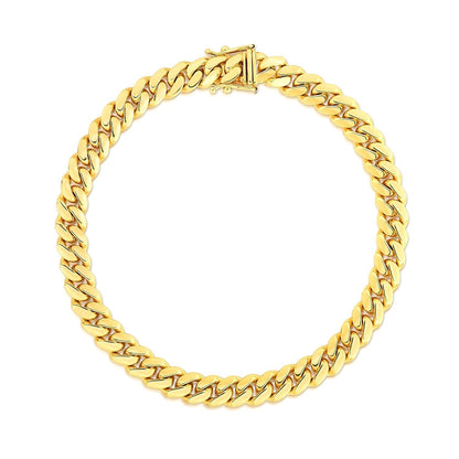 10k Yellow Gold Classic Miami Cuban Solid Bracelet (7.10 mm)  DestGlow