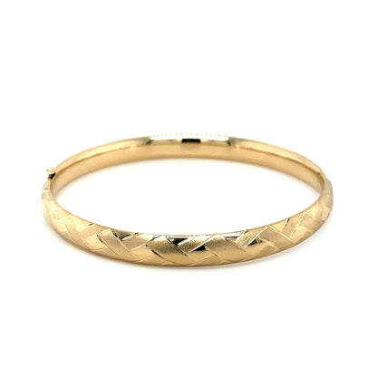 14k Yellow Gold Domed Bangle with a Weave Motif by Bids.com