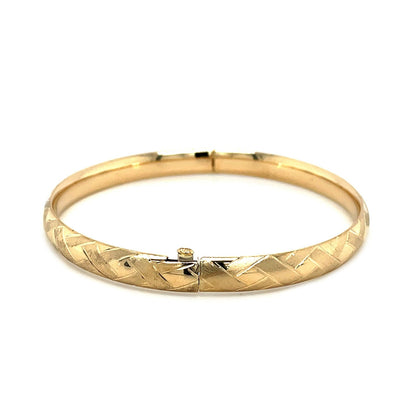 14k Yellow Gold Domed Bangle with a Weave Motif by Bids.com