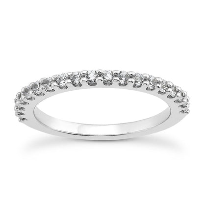 14k White Gold Shared Prong Diamond Wedding Ring Band with U Settings by Bids.com
