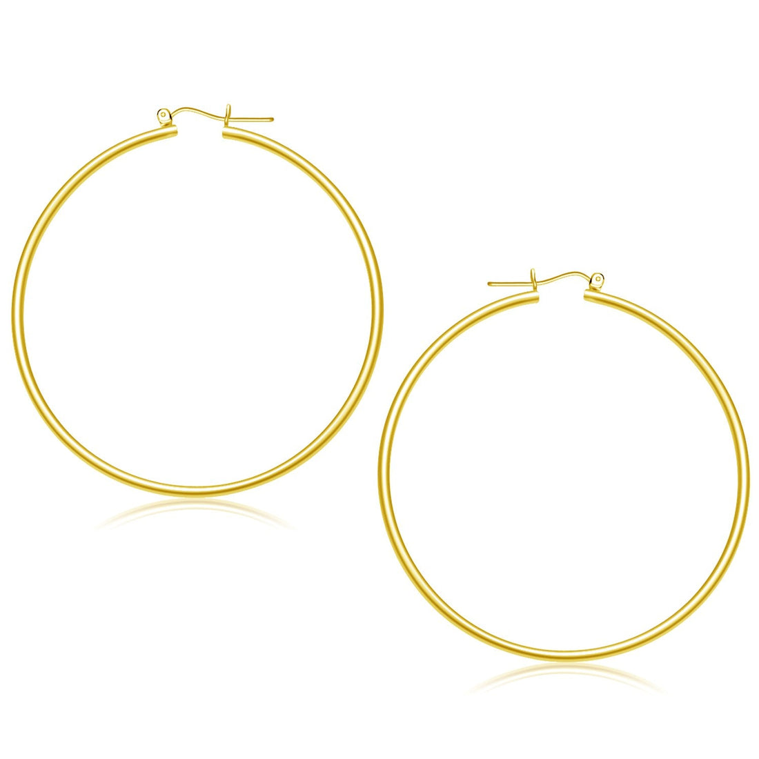 14k Yellow Gold Polished Hoop Earrings (2x55mm) - earrings