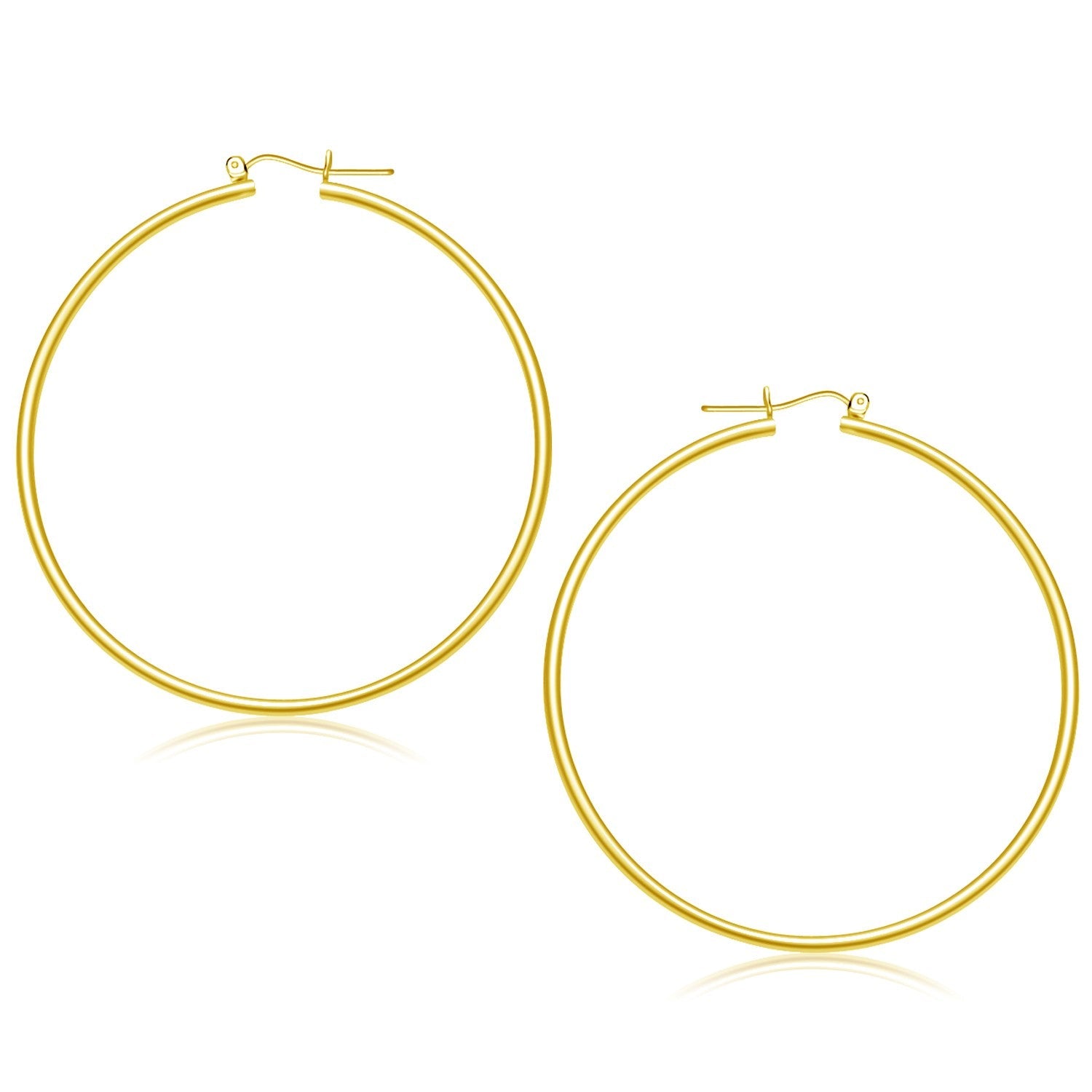 14k Yellow Gold Polished Hoop Earrings (2x55mm) - earrings