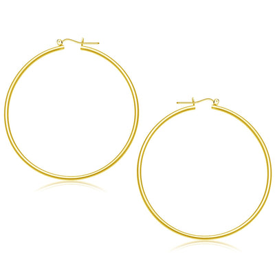 14k Yellow Gold Polished Hoop Earrings (2x55mm) - earrings