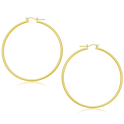 14k Yellow Gold Polished Hoop Earrings (55 mm) 