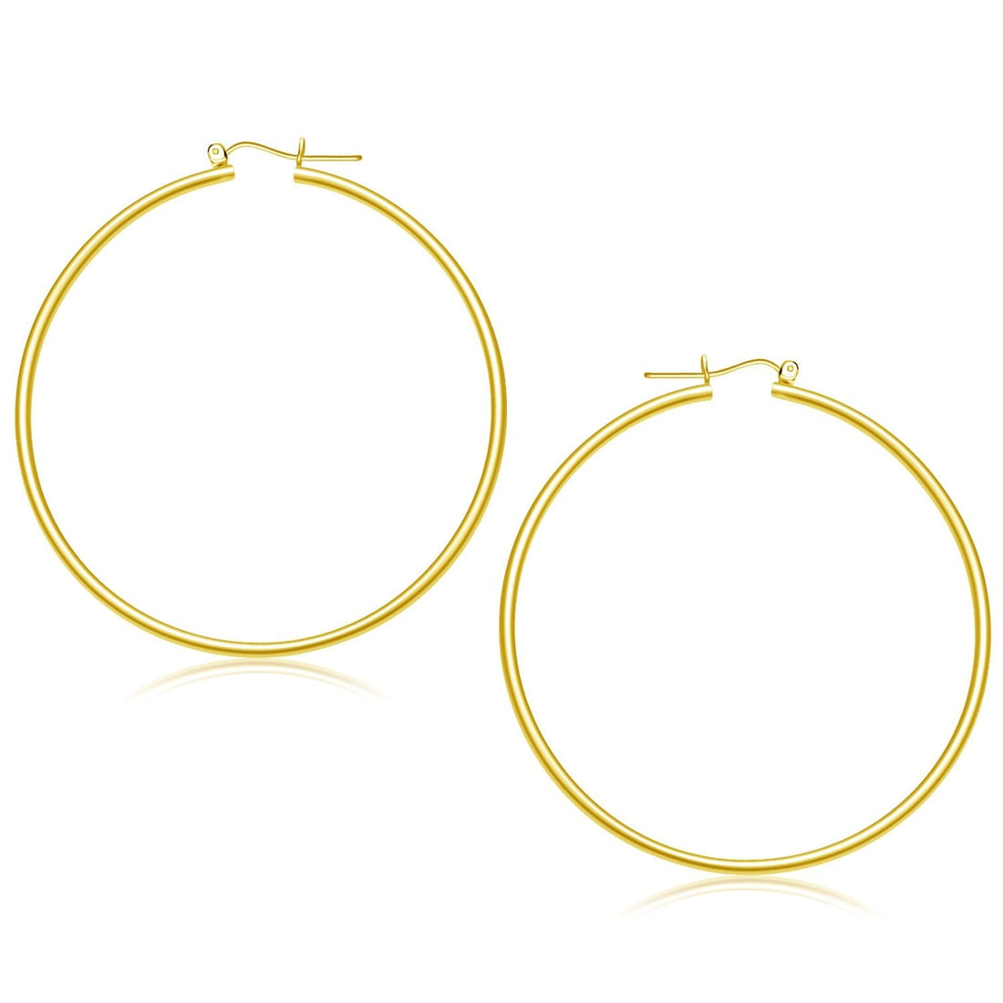 14k Yellow Gold Polished Hoop Earrings (2x55mm) 