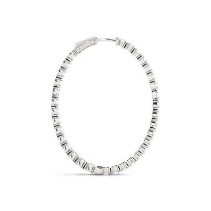 Oval Shape Two Sided Diamond Hoop Earrings in 14k White Gold (2 cttw) by Bids.com