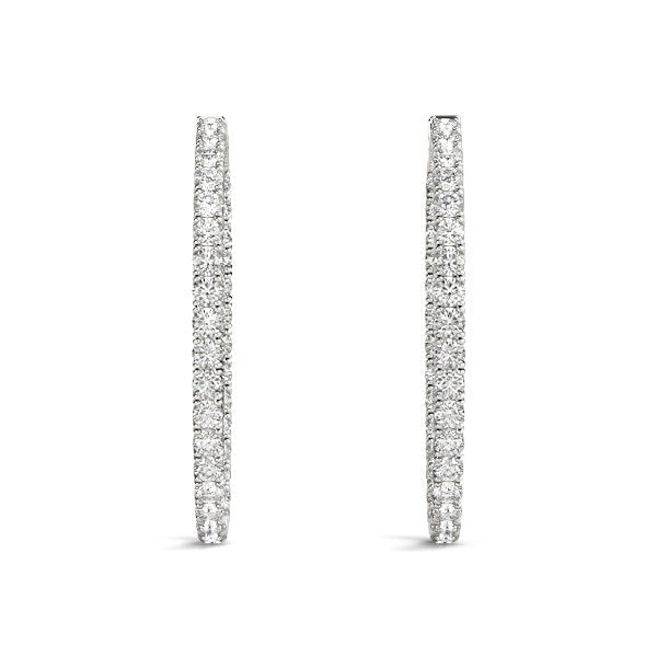 Oval Shape Two Sided Diamond Hoop Earrings in 14k White Gold (2 cttw) by Bids.com