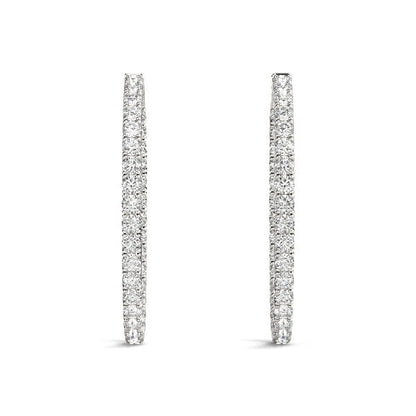 Oval Shape Two Sided Diamond Hoop Earrings in 14k White Gold (2 cttw) by Bids.com
