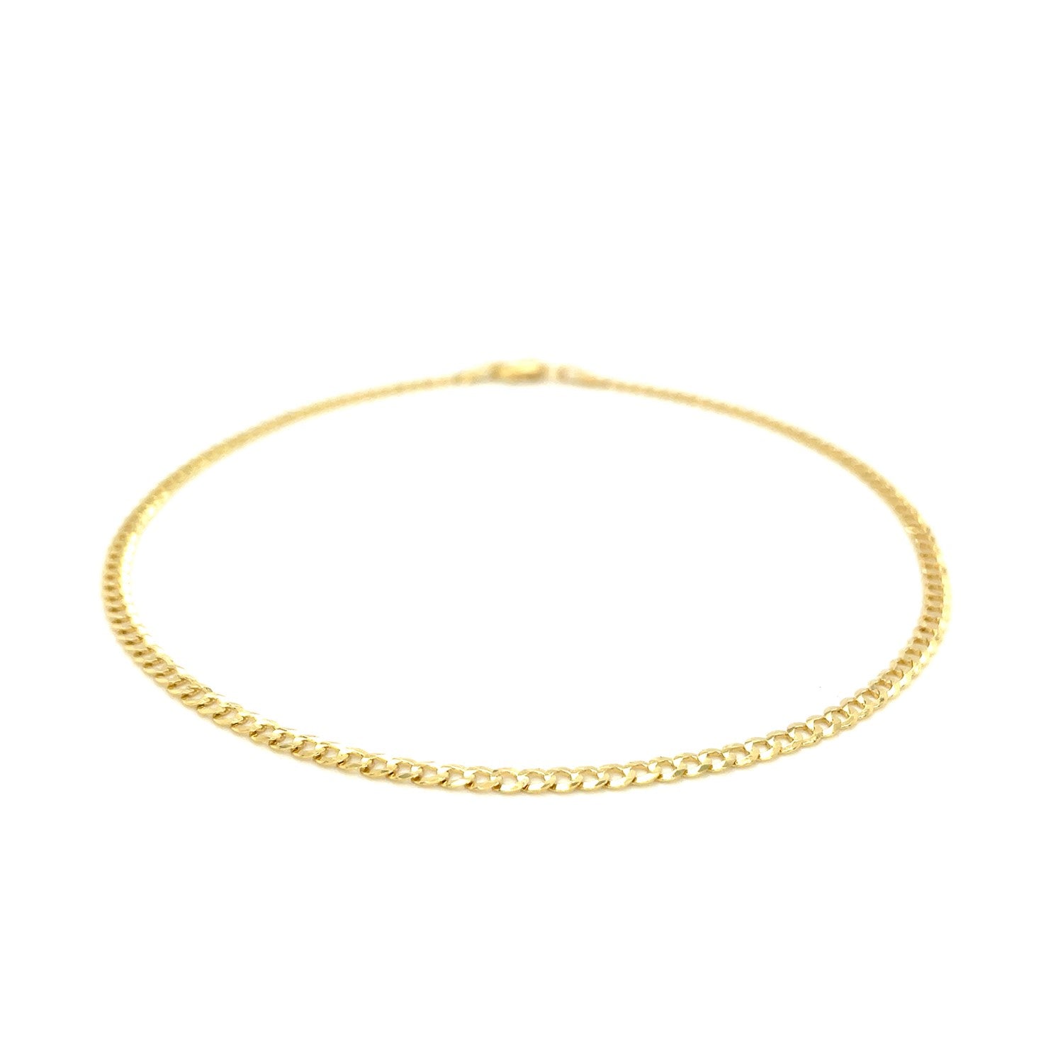 2.5mm 14k Yellow Gold Curb Link Anklet - DestGlow
