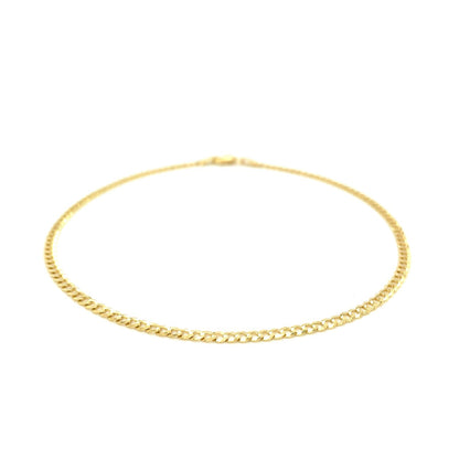 2.5mm 14k Yellow Gold Curb Link Anklet - DestGlow