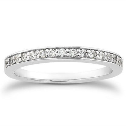 14k White Gold Pave Diamond Wedding Ring Band Set 1/2 Around by Bids.com
