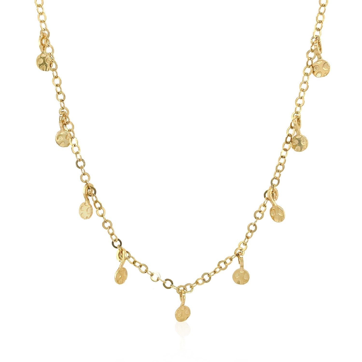 Choker Necklace with Hammered Beads in 14k Yellow Gold 