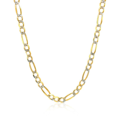 4.0mm 14K Yellow Gold Solid Pave Figaro Chain by Bids.com
