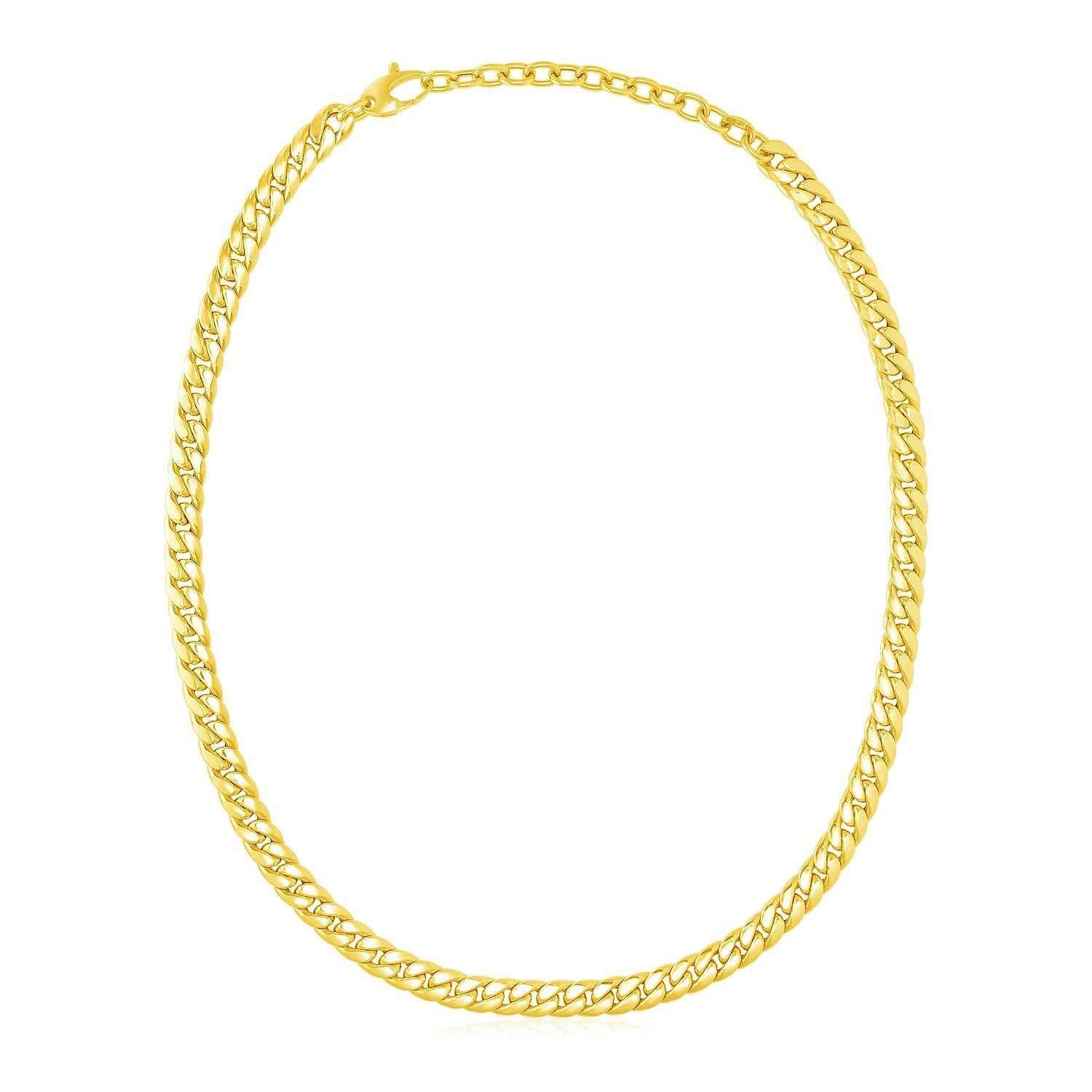 14k Yellow Gold Cuban Chain Choker Necklace