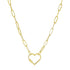 14k Yellow Gold Paperclip Chain Necklace with Heart Carabiner Clasp