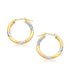14k Two Tone Gold Polished Hoop Earrings (3x20mm) - earrings