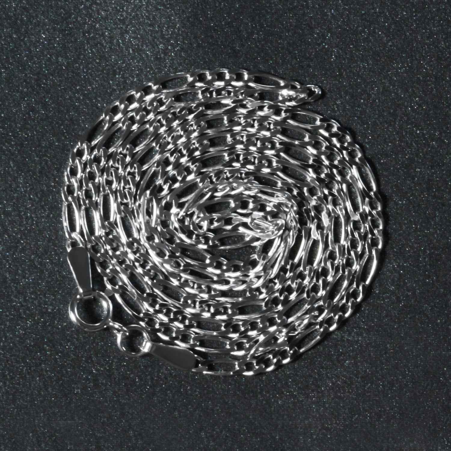 14k White Gold Solid Figaro Chain 1.9mm