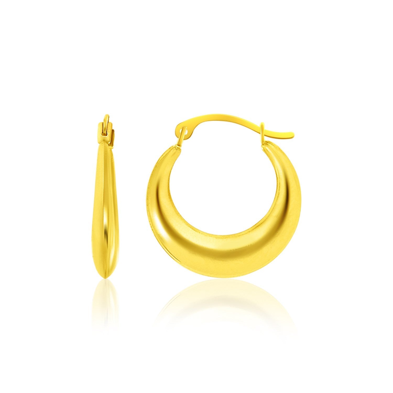 14k Yellow Gold Graduated Round Shape Hoop Earrings - earrings