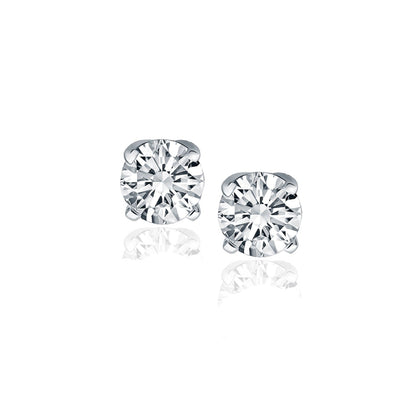14k White Gold Diamond Four Prong Stud Earrings (1 cttw) by Bids.com