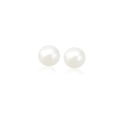 14k Yellow Gold Freshwater Cultured White Pearl Stud Earrings (6mm) - earrings
