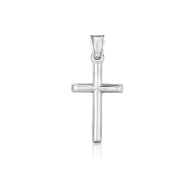 14k White Gold High Polish Cross Pendant - necklaces