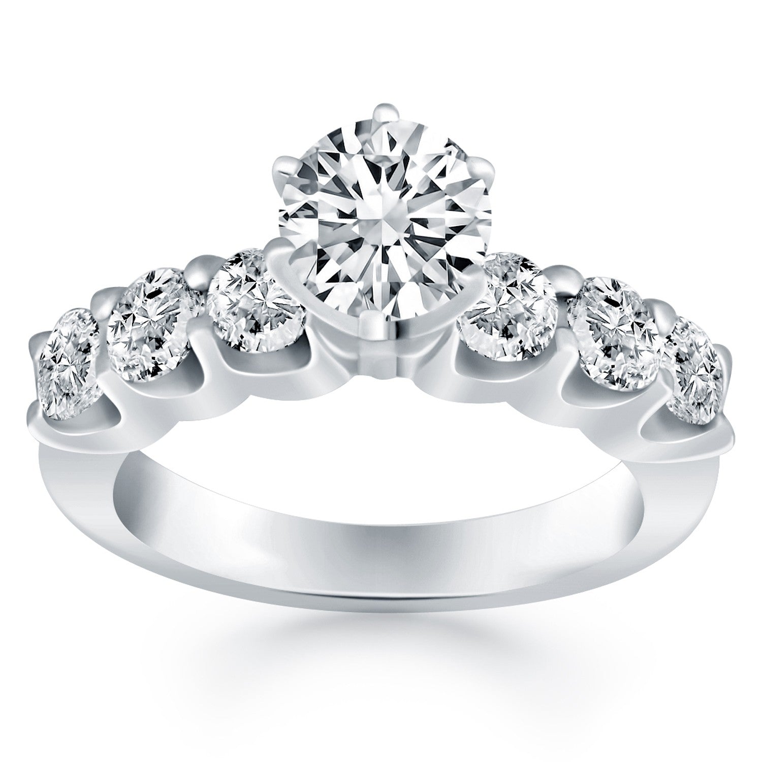 14k White Gold Shared Prong Diamond Engagement Ring by Bids.com