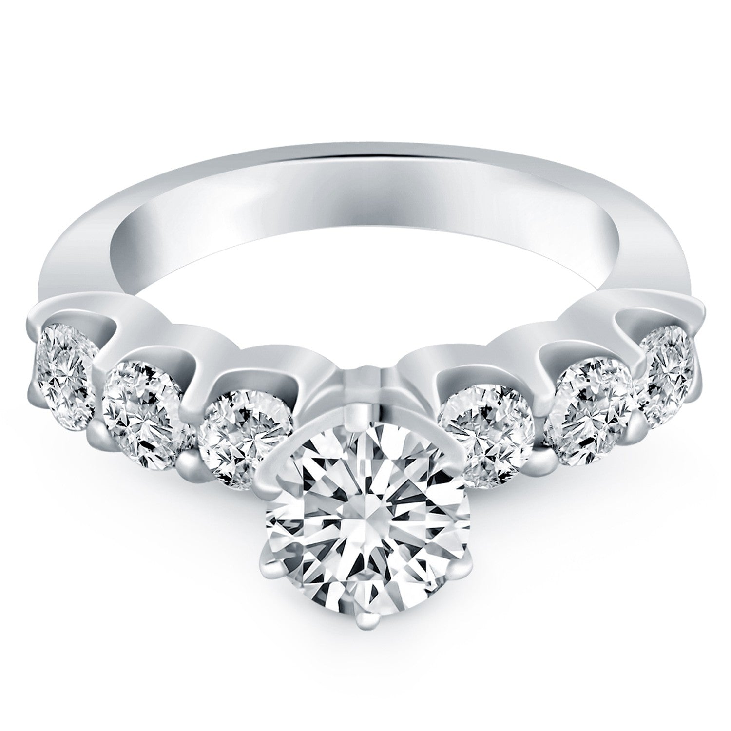 14k White Gold Shared Prong Diamond Engagement Ring by Bids.com