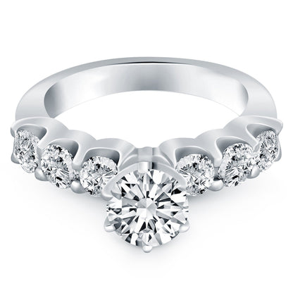 14k White Gold Shared Prong Diamond Engagement Ring by Bids.com