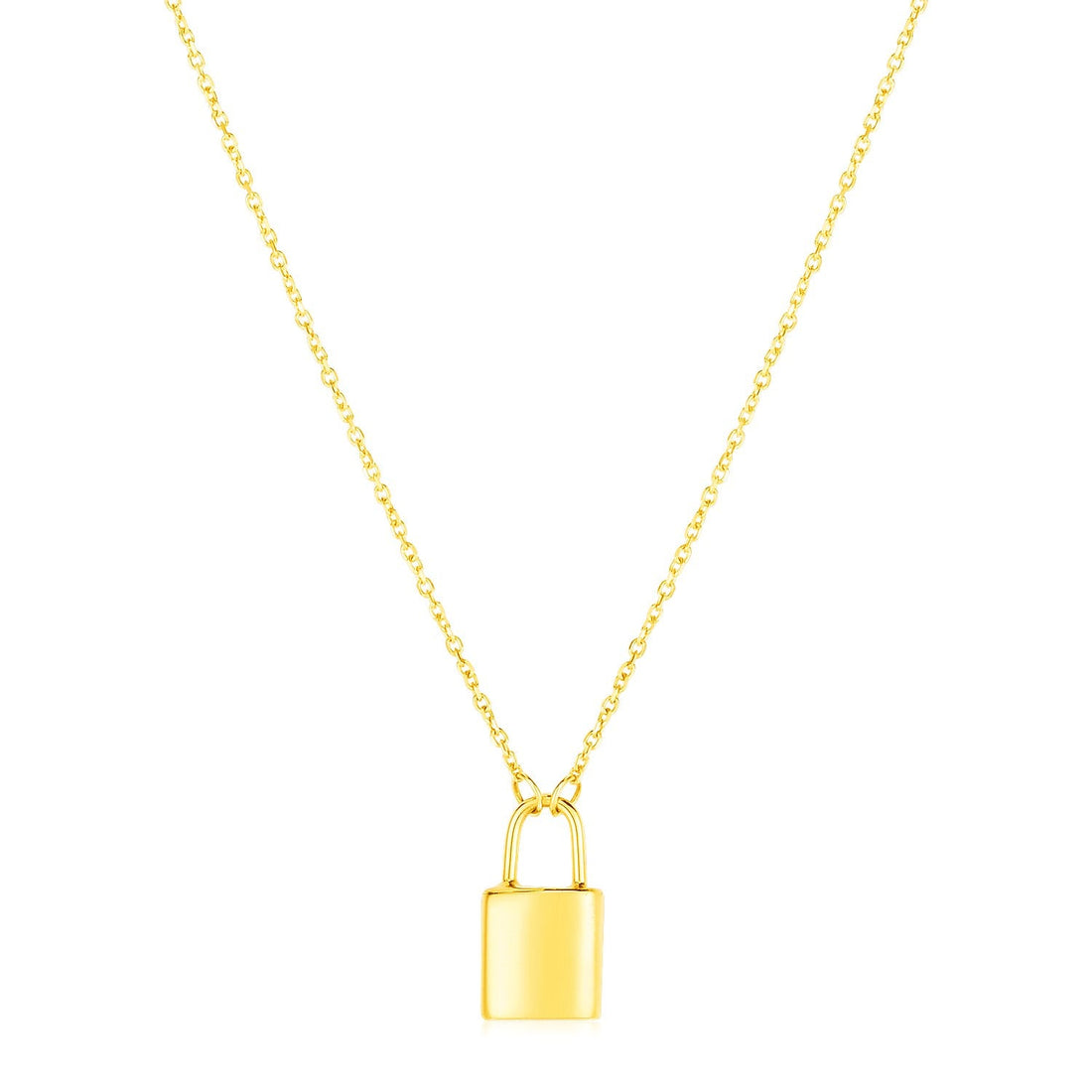 14k Yellow Gold Padlock Necklace by Avera Group