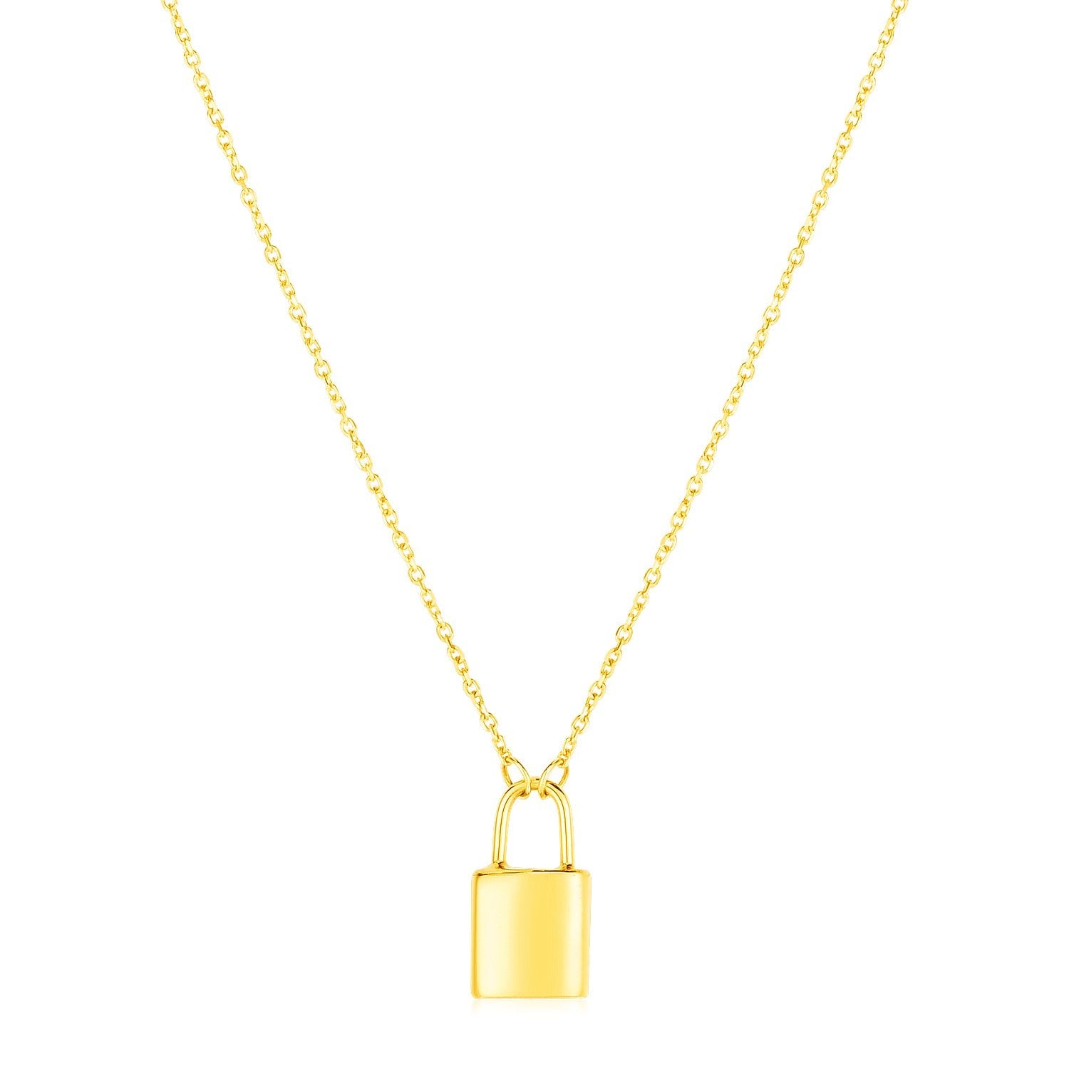 14k Yellow Gold Padlock Necklace by Avera Group